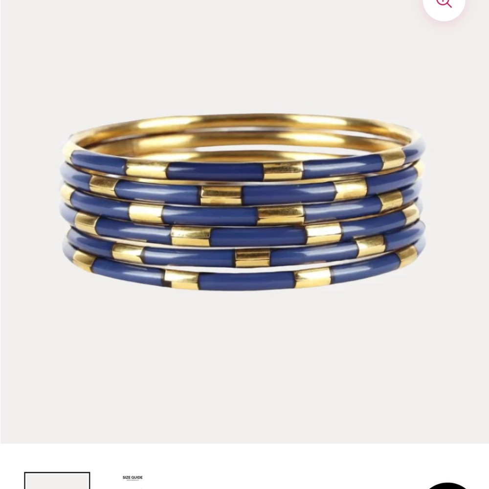 Budahgirl Veda Navy and Gold Bangle Set